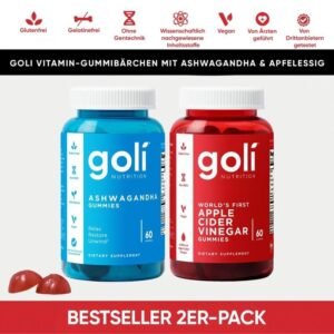Goli Nutrition Bestseller 2er Pack: 1 Dose Ashwagandha Gummies + 1 Dose Apfelessig Vitamin-Gummibärchen, Halal, Gelatinefrei, Glutenfrei, Vegan, Amerikas Nr. 1 Wellness-Marke